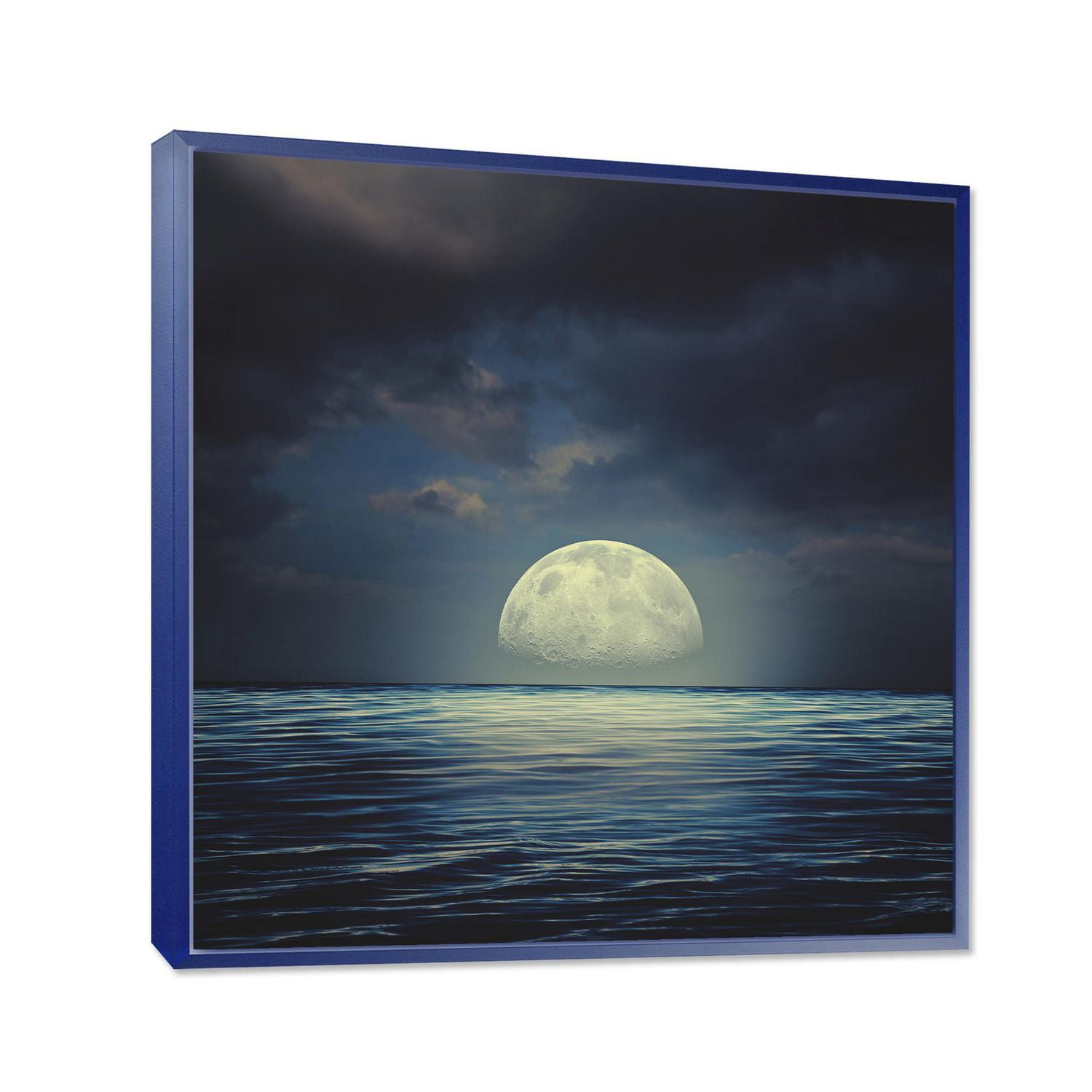 Designart Super Lune sur la mer II ART MURAL À CADRE FLOTTÉ