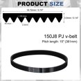 thumbnail image 2 of 3 Pack 150J8 PJ V-Ribbed Belt 8 Ribs 15" Length x 0.74" Width x 0.14" Height, EPDM Rubber Poly V Belt, Multi Wedge Micro V Belt, 2 of 5