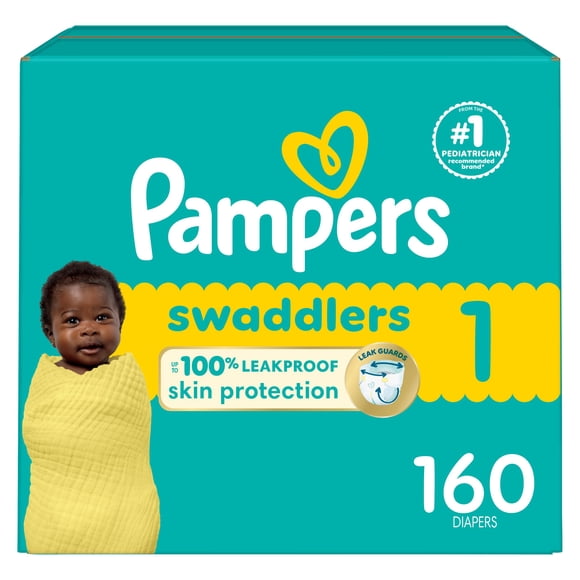 Pampers Swaddlers Diapers, Size 1 (8-14 lbs), Absorbent, Keeps Baby Dry and Comfortable, Skin Safe Disposable Baby Diaper