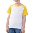 thumbnail image 2 of VKOYWKM T-Shirts pour Tout-Petits Garçons Filles à Blocs de Couleur Raglan Hauts Mignons Col Rond Manches Courtes T-Shirts Petites Filles Chemise de Rentrée, 2 of 9