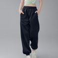 thumbnail image 3 of Girls Linen Pants Pants for Gymnastics Girls Medium And Large Children Casual Girls Solid Color Drawstring Sweatpants, 3 of 6