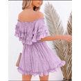 thumbnail image 3 of Women‘s Summer Off Shoulder Dress Pleated Flowy Neck Belt Printed Dress, 3 of 4