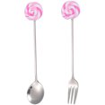 thumbnail image 1 of Coofit Dessert Spoon Stainless Steel Decorative Serving Spoon Stirring Spoon with Fork, 1 of 10