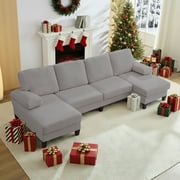 ZAFLY Sectional Couches for Living Room, U Shaped Sectional Sofa for Apartment, Light Gray