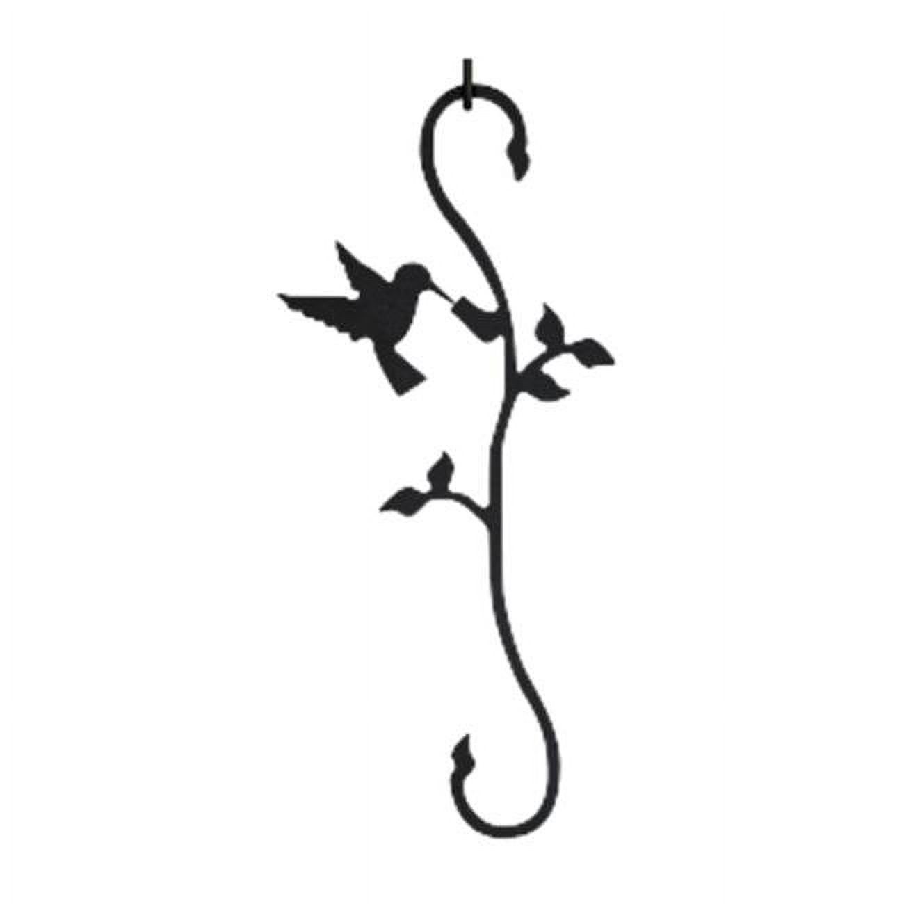 Village Wrought Iron SH-D-18 Colibri avec Crochet de Fleurs - Noir