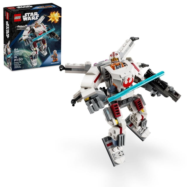 LEGO Star Wars Luke Skywalker Méca X-Wing Figurine d'Action à Construire avec Luke Skywalker Minifigurine en Tenue de Pilote Tenant un Sabre Laser Bleu et un blaster Noir, avec Membres Articulés, cockpit Ouvrant et X-Wing jetpack Ajustable, Exposée dans une Boîte Montrant 195 Pcs pour Enfants de 6 Ans et Plus, Idéale pour le Jeu Créatif Star Wars et l'Exposition.