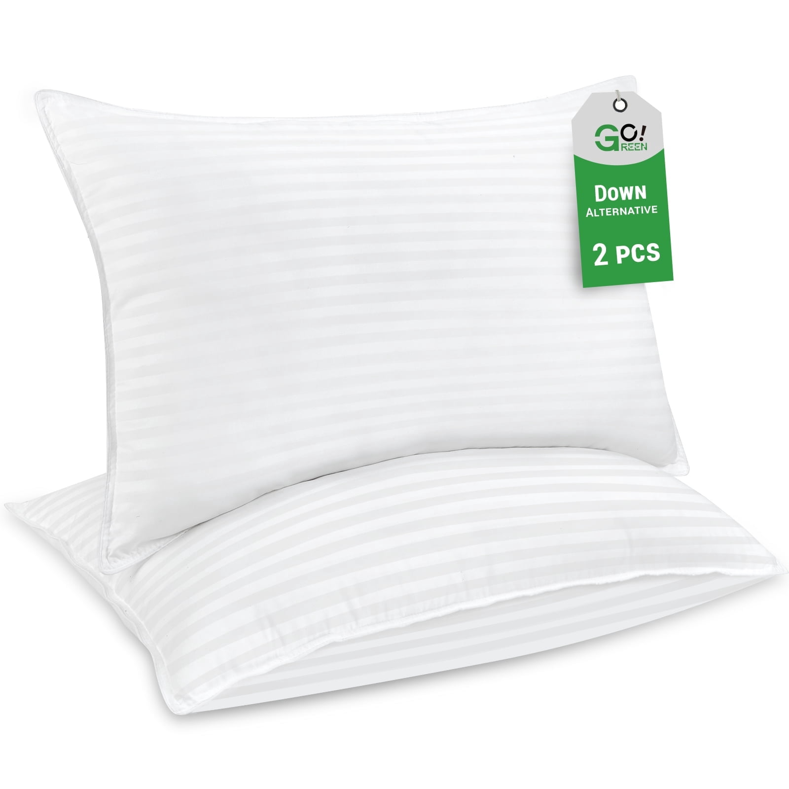 Gogreen Bed Pillows Standard Size Set of 2 - Standard Size Bed Pillows 2 Pack Premium Down Alternative Hotel Pillows Set of 2- Soft and Supportive Dorm Pillows for Back, Stomach or Side Sleepers