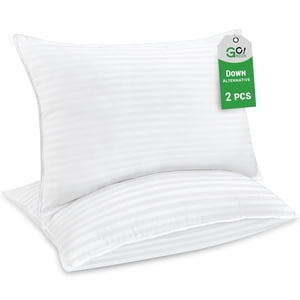 Gogreen Bed Pillows Standard Size Set of 2 - Standard Size Bed Pillows 2 Pack Premium Down Alternative Hotel Pillows Set of 2- Soft and Supportive Dorm Pillows for Back, Stomach or Side Sleepers