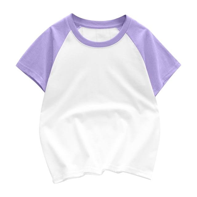 Penkiiy T-Shirts à Manches Courtes Raglan pour Tout-Petits Filles Garçons, Chandail de Baseball, T-Shirt 3-4 Ans Violet