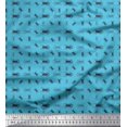 thumbnail image 1 of Soimoi Tissu Georgette Poly Bleu Tissu à Imprimé d'Insectes au Mètre 42 Pouces de Large, 1 of 1