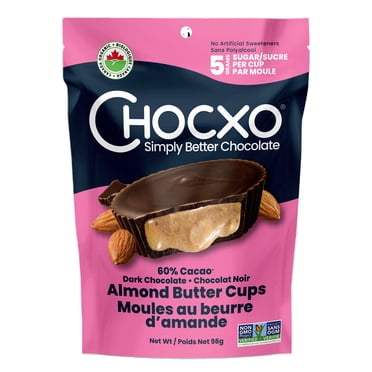 Chocxo Organic Dark Chocolate Almond Butter Cups, 60% Cocao