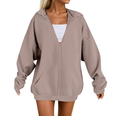 Fgnfyis Womens Hoodies Fleece Soft Comfortable Pullover Long Sleeve Zip up Loose Fit Warm Winter Outerwear Sweatshirts for Women