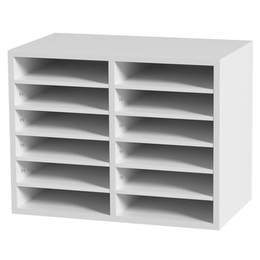 KFFKFF Document Dividers, 12 Sections Office Post Box with Modifiable Racks, Wooden Document Arranger 20.4x12x16.1 inches for Workspace, Household, Learning Environment, Mailroom Coordination