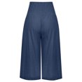 thumbnail image 3 of Innerwin Bottoms Wide Leg Women Palazzo Pant Holiday Solid Color Loose Fit Capri Pants Navy Blue 2XL, 3 of 4