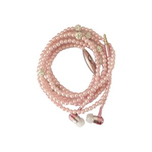 Necklace Earbuds Volume Control Tangle-Free Cord ABS Wired In-Ear Bass Earbuds 3.5mm Headphones Birthday Gift-Pink