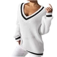 thumbnail image 1 of Timegard Chandails pour Femmes Col en V Profond Ample Confortable Mignon Chandail Blouse Automne Décontracté Manches Longues Hauts, 1 of 6