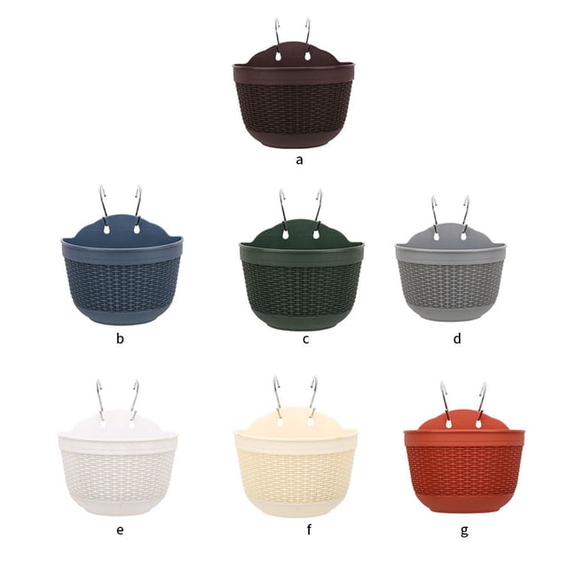 Pot de Plante Suspendu au Mur en Rotin Imitation, Panier de Clôture Semi-Circulaire en Résine pour Balcon, Jardin, Intérieur