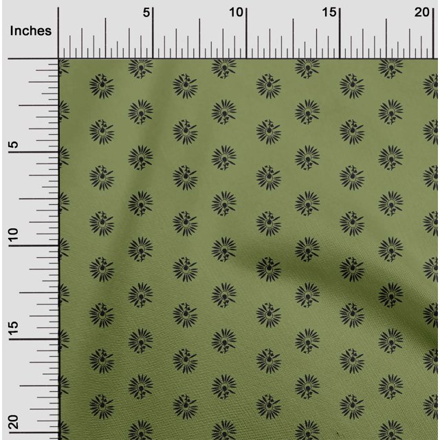 oneOone Cotton Cambric Fabric Floral Block Printed Fabric 1 Yard 56 Inch Wide
