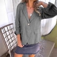 thumbnail image 2 of MIASHUI Loose Fit Solid Color Button-Up Notched Collar Linen Blend Blazer Cardigan for Women Bohemian Style Lightweight Jacket Grey,L, 2 of 7