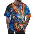 thumbnail image 2 of Qertyioot Cadeaux pour la Fête des Pères Mode Été Décontractée T-shirt Imprimé Col Rond pour Hommes, 2 of 5