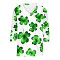 thumbnail image 4 of FAIWAD T-Shirts pour Femmes Grande Taille de la Saint-Patrick Trèfle Col en V Manches 3/4 Chemise Décontractée Ample Mignonne Hauts, 4 of 5