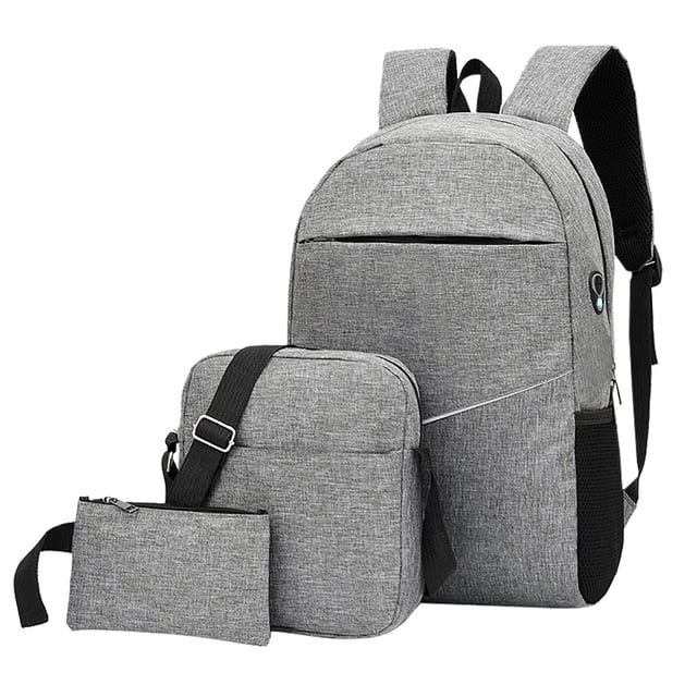 Three-piece Backpack Men's Computer Backpack Casual Junior High School Elementary School Student Backpack Korean Version Female Outdoor Travel Bag
