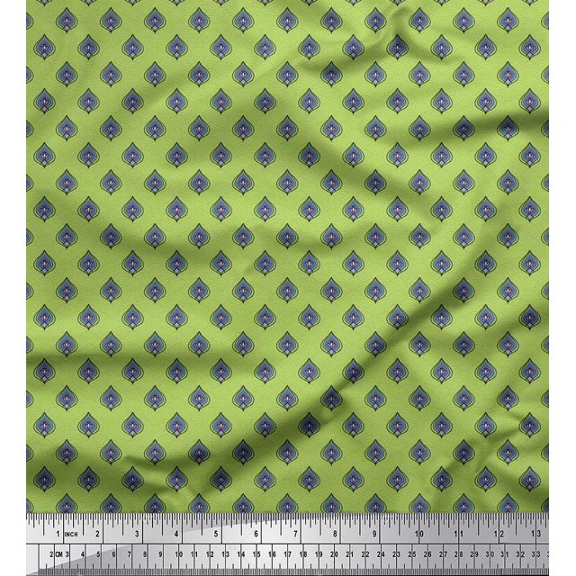 Soimoi Poly Georgette Fabric Geometric Scale Design,Floral & Ogee Damask Fabric Prints By Yard 42 Inch Wide