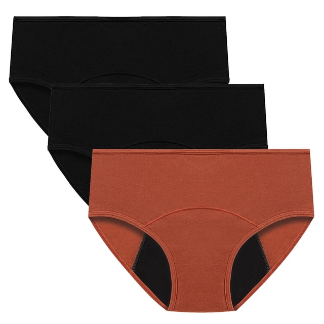 Lot de 3 Culottes Menstruelles pour Femmes, Anti-Fuites, Flux Abondant, Taille Haute, Post-Partum