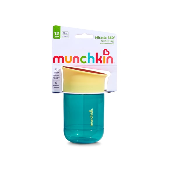 Munchkin Miracle 360 Toddler Sippy Cup with Medium-Flow Spill-Proof Valve, 12+ Months, 10 Ounce Teal