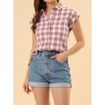 thumbnail image 2 of INSPIRE CHIC Women's Casual Plaids Short Sleeves Button Down Shirts, 2 of 6