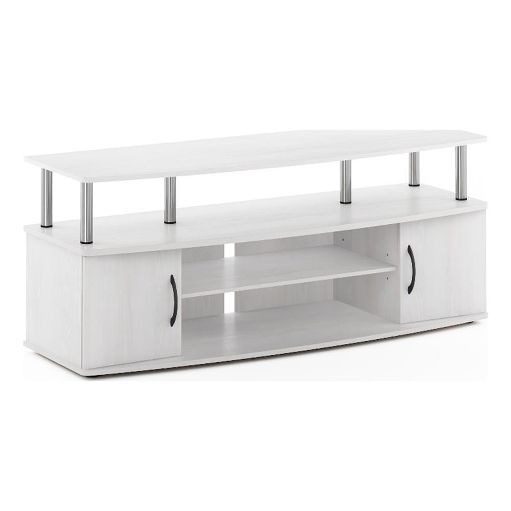 Pemberly Row Large Entertainment Center Hold up to 55-IN Stainless Steel Tubes