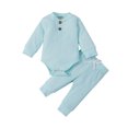 thumbnail image 1 of Kmbangi Baby Solid Color Clothes Set O-neck Jumpsuit+Elastic Waist Trousers, 1 of 9