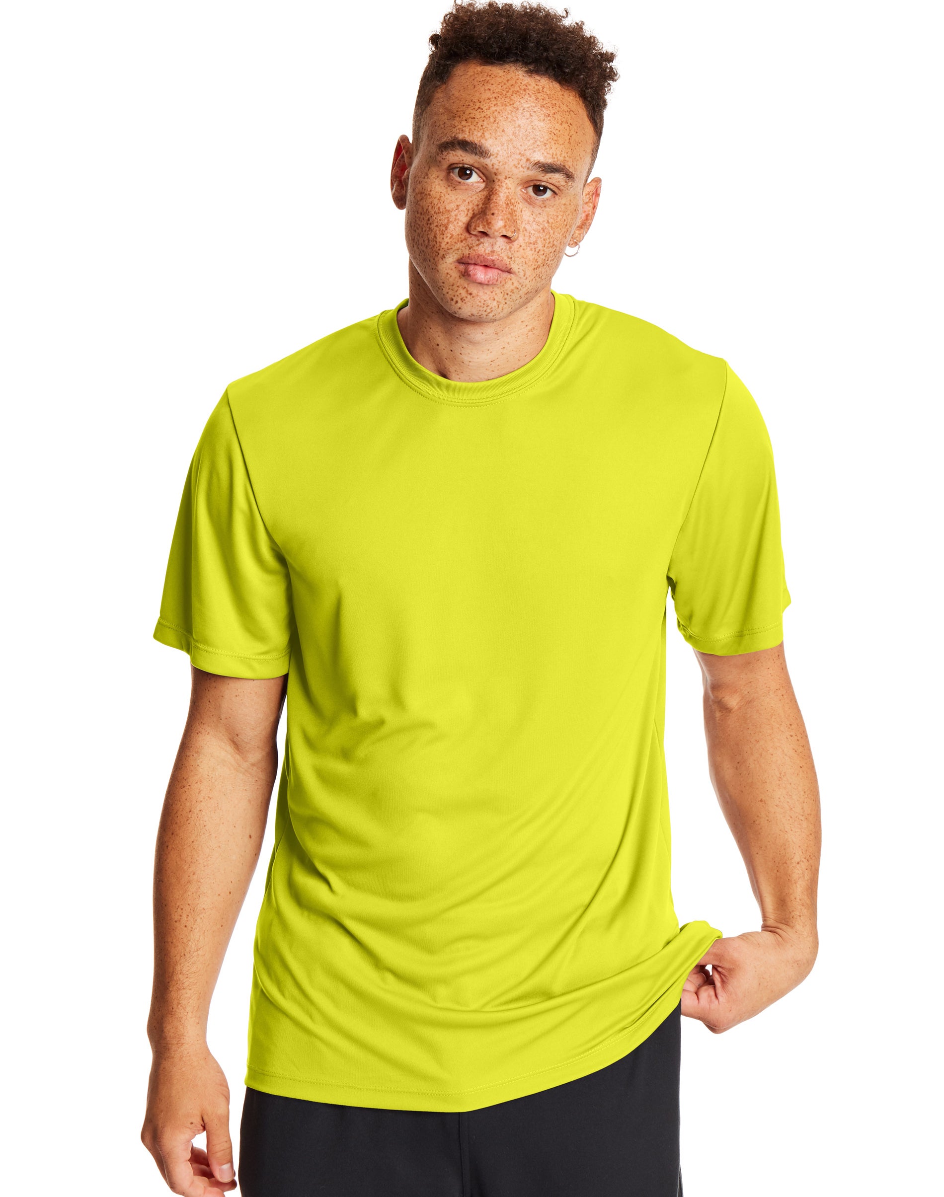 Hanes Mens Sport Cool DRI Performance Tee 2-Pack, 2XL, Safety Green