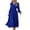 Blue, variant on EGNMCR Women Slim Pleated Long Dress Long Sleeve Elegant V Neck A Line Belt Dress Slim Party Dress Birthday Gifts for Her