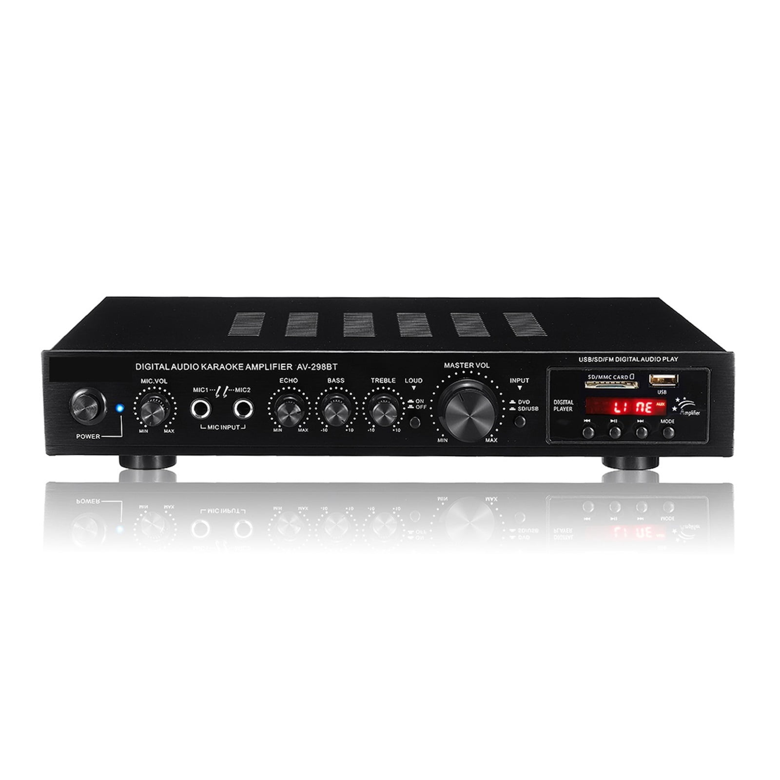 Digital Amplifier 2000W Stereo LED USB AV Power Surround High Resolution Amplificador Player Subwoofer ,Bluetooth 5.0
