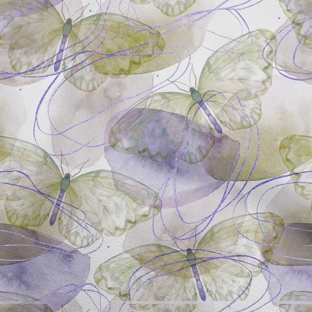 oneOone Cotton Poplin Olive Green Fabric Butterflies Sewing Material Print Fabric By The Yard 42 Inch Wide