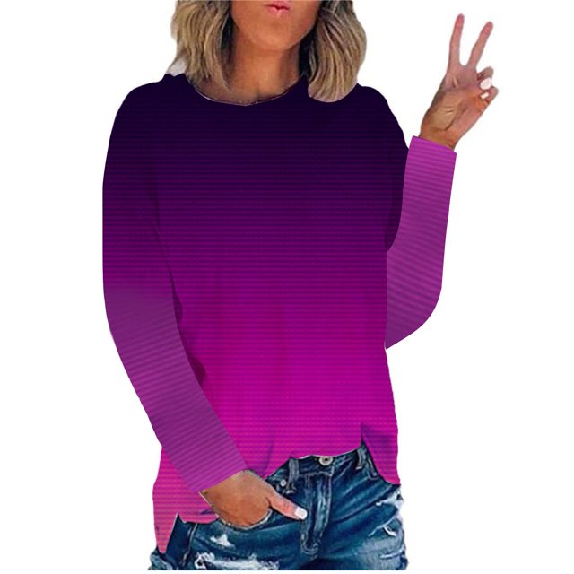 IROINID Réduit Polyester Long Sleeve T-Shirt pour Women Quotidien Été Col Rond Chemisiers de Sortie Tops,Black