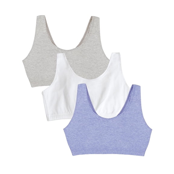 Fruit of the Loom Women's Tank Style Cotton Sports Bra, 3-Pack