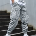 thumbnail image 1 of KIHOUT Mens Cargo Pants Casual Jogger Multi Pockets Drawstring Outdoor Hiking Loose Foot Binding Sweatpants, 1 of 5