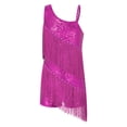 thumbnail image 1 of Ocealan Robe de Danse Latine pour Filles Sequins Jazz Moderne Fête d'Anniversaire Jupe à Franges Justaucorps Rose Vif 14, 1 of 5