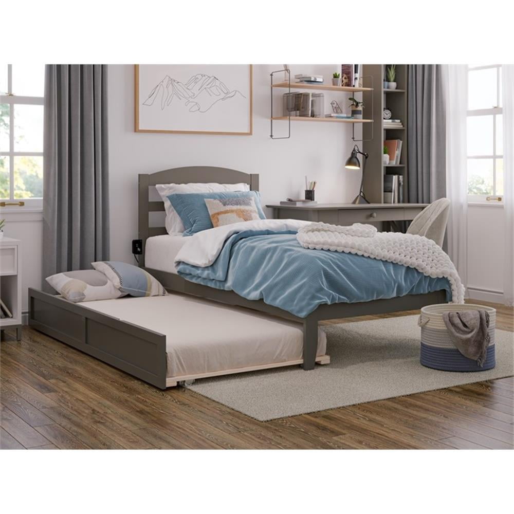 AFI Lit Simple Warren en Bois Massif avec Tiroir-Lit Simple, Gris
