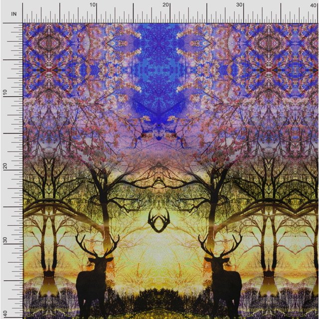 Soimoi Modal Satin Fabric Deer Panel Print Sewing Fabric Yard 42 Inch Wide