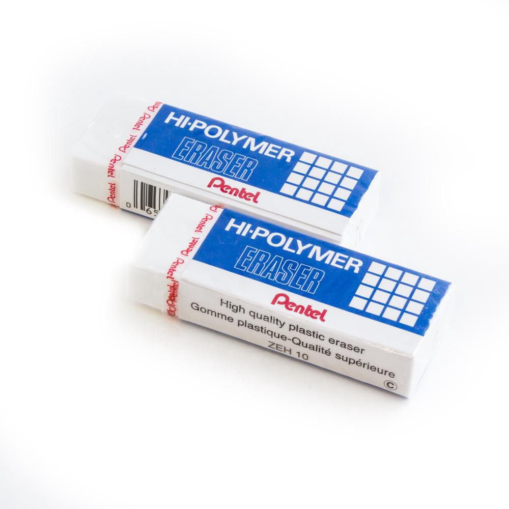 Pentel Hi-Polymer, Grand Blanc Gomme À Effacer, 10PC Paque