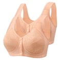 thumbnail image 1 of hotojiny 2 PC Front Closure Bras for Women Plus Size No Underwire Breathable Bras Oversized Lace Full Coverage Sleep Bras, 1 of 4