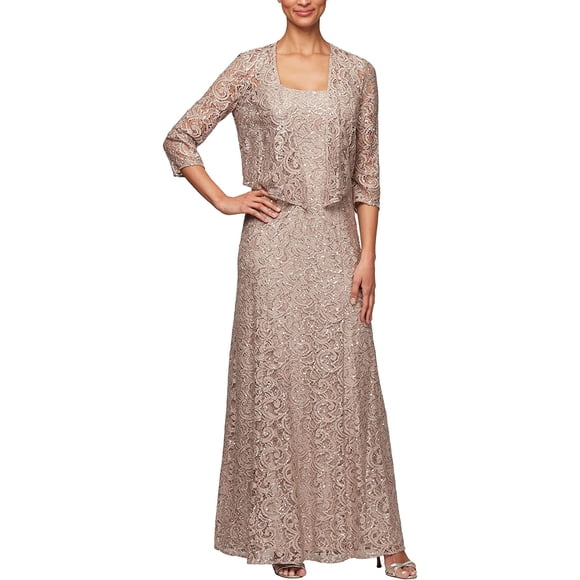 Alex Evenings Robe Longue en Dentelle pour Femmes Buff 10 Robe Longue en Dentelle