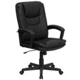 thumbnail image 1 of High Back Black Leather Executive Swivel Office Chair with Arms, 1 of 9