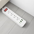 thumbnail image 5 of RKSTN Barre d'Alimentation en Plastique, Barre d'Alimentation à Fiche Multiple avec Cordon d'Extension de 78,7 Po avec Multiples Prises USB pour Bureau et Résidence Étudiante, 5 of 5