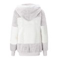 thumbnail image 4 of EGNMCR Womens Winter Fuzzy Fleece Jacket Hooded Drawstring Color Block Patchwork Cardigan Zipper Pullover Coats Outerwear with Pockets, 4 of 5