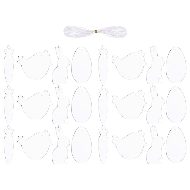 Weiweiguan 24Pcs Easter Themed Blank Board DIY Painting Pendant Kids Drawing Accessory