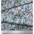thumbnail image 2 of Soimoi Modal Satin Fabric Leaves & Cartoon Animals Jungle Print Fabric by The Yard 42 Inch Wide, 2 of 3